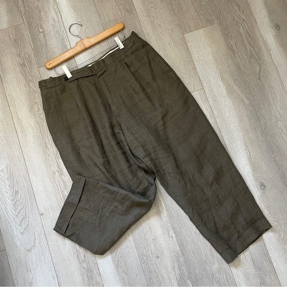 Drake´s Linen Pants straight leg dress mens Green size...